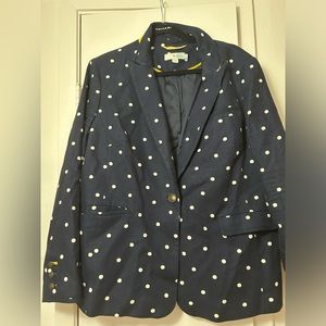 Boden navy blue and white polka dot jacket